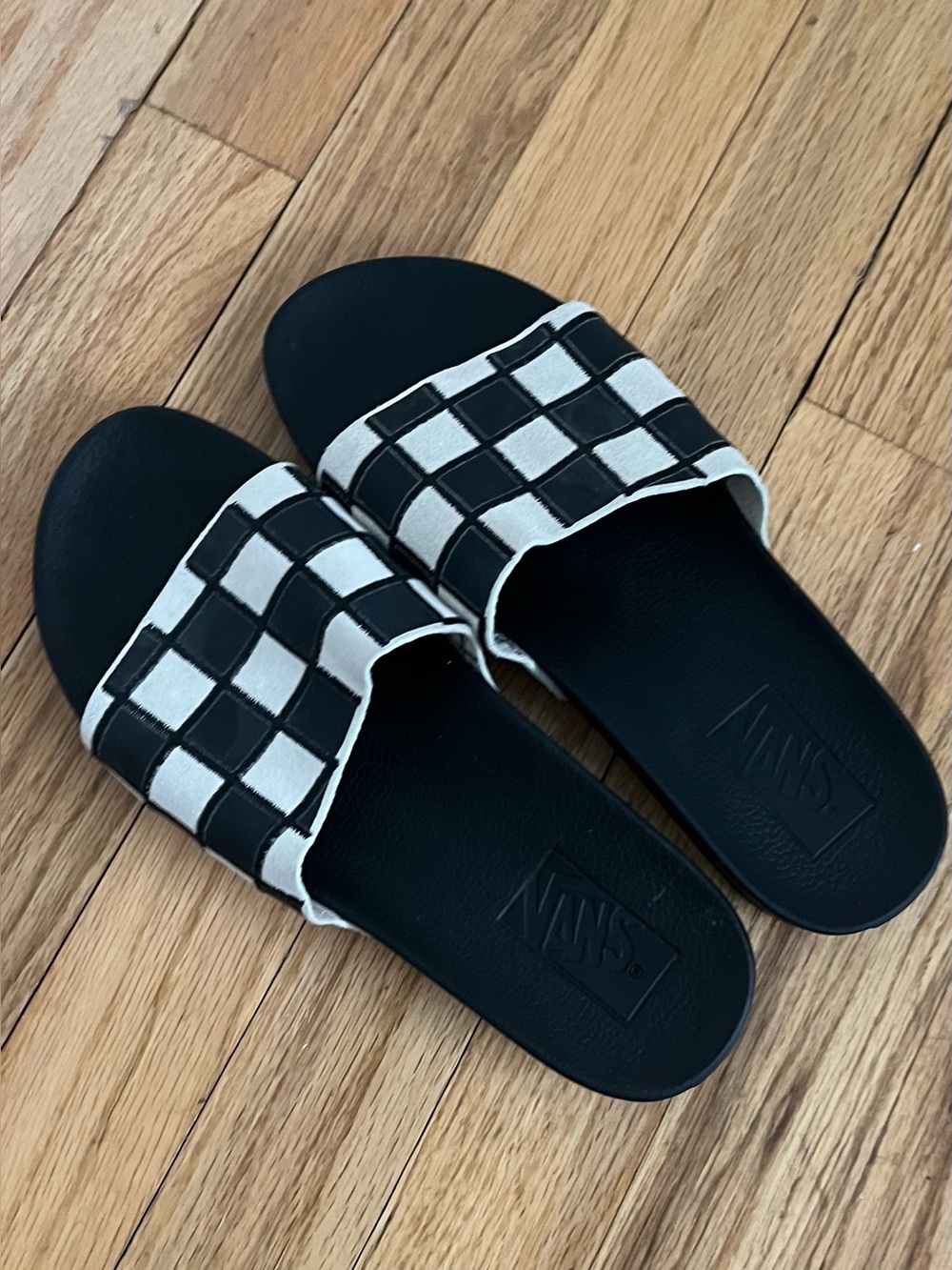 Vans Black and White Checkerboard Slide Sandals Women’s 7